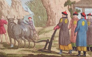 Het Ploegfestival in China, frontispice illustratie voor La Chine en Miniature, door J.B. Breton, Parijs, uitgegeven door Nepveu, 1811