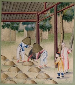 Werken in een traditionele smederij door Chinese School