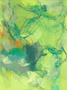 Abstracte compositie, Organic/Garden serie II, 2022 (olieverf op linnen doek) door Ching Fun Tso