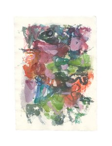 Abstracte compositie, organische serie, 2021 (aquarel, gouache  houtskool op handgeschept aquarelpapier) door Ching Fun Tso