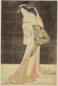 Een selectie van schoonheid uit de Plezierkwartieren (Seiro bijin awase): Courtisanes ingehuurd voor de Nieuwjaarsvakanties - Takigawa van de Ogiya, c.1794