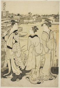 Ono no Komachi bij de Seki Tempel, uit de serie De Modieuze Zeven Komachi (Furyu nana Komachi), c.1788 door Chobunsai Eishi