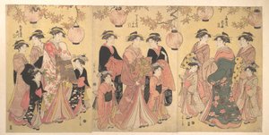 De Yoshiwara-optocht in de herfst door Chobunsai Eishi