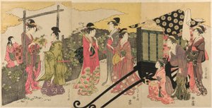 Parodie op het Yugao-hoofdstuk van het Verhaal van Genji door Chokosai Eisho