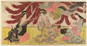 De Courtisanes van de Chojiya tentoongesteld overdag (Chojiya hirumise)