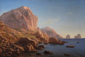 Een rotsachtige kust, Capri. Na zonsopgang door Christen Købke