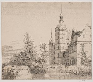 Frederiksborg Slot. Deel bij de Muntbrug door Christen Købke