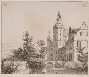 Frederiksborg Slot. Deel bij de Muntbrug door Christen Købke