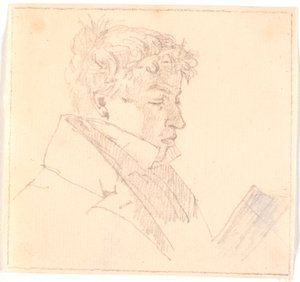 Lezende jonge man, de oudste broer van de kunstenaar, pastoor Carl Adolf Købke (1804-1840)? door Christen Købke