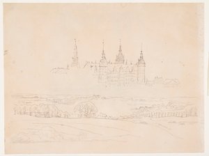 Studie voor Glyptotekets "Herfstlandschap. Frederiksborg Slot op de achtergrond" door Christen Købke