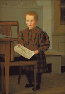 De zoon van schilder C.W. Eckersberg, Julius, in het atelier van zijn vader door Christen Købke