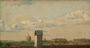 Uitzicht vanuit een raam in Toldbodvej richting de Citadel in Kopenhagen, ca. 1833