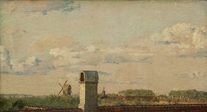 Uitzicht vanuit een raam in Toldbodvej richting de Citadel in Kopenhagen, ca. 1833