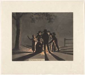 Kinderen rond een Sint-Maartensvuur door Christiaan Andriessen
