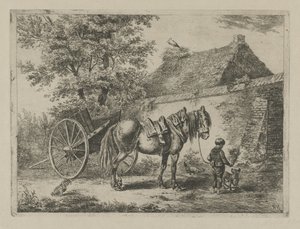 Jongen met een paard en hond door Christiaan Wilhelmus Moorrees