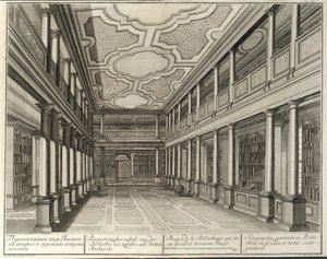 Bibliotheek Uit: Het gebouw van de Keizerlijke Academie van Wetenschappen, 1741 door Christian Albrecht Wortmann