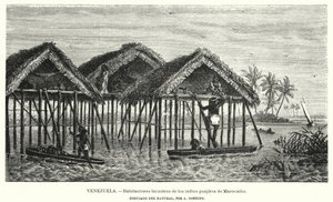 Paaldorpen van de Wayuu (Guajiro) Indianen, Maracaibo, Venezuela door Christian Anton Goering