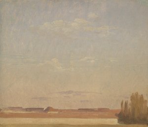 Uitzicht op de daken van een buitenwijk van Dresden door Christian Friedrich Gille