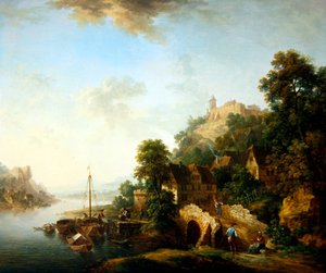 Een uitzicht op het dorp Braubach door Christian Georg I Schutz