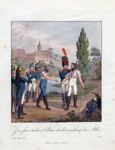 Het duel van twee Franse soldaten door Christian Gottfried Geissler