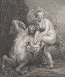 Deianeira ontvangt het vergiftigde hemd van Nessus, en de gewonde centaur valt neer door Christian Gottfried Schulze