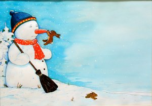 Sneeuwman met klein konijn, 2012