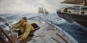 Piloot in ruw weer door Christian Krohg