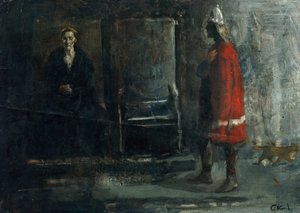Koningin Gunnhild ontvangt bericht over de dood van Erik Erikssønen door Christian Krohg