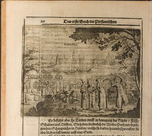De vesting van Staraya Ladoga Illustratie uit Reizen naar de Grootvorst van Moskou en de Koning