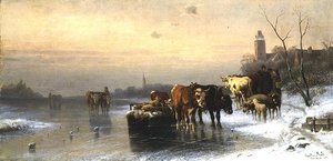 Winterlandschap met Vee door Christian Mali
