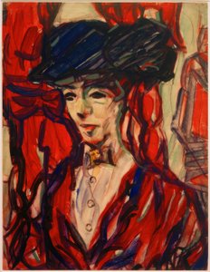 Portret van een vrouw met hoed door Christian Rohlfs