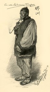 Man die een pijp rookt, Tsingtao, China door Christian Wilhelm Allers