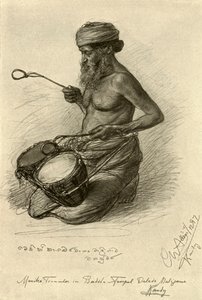 Menika - drummer bij de Tempel van de Tand, Kandy, Ceylon, 1898