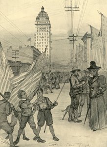 Straatscène in San Francisco, VS, 1898 door Christian Wilhelm Allers