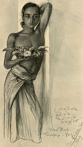 Ukku Banda, jonge man bij een tempel, Kandy, Ceylon