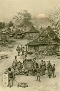 Dorp bij de berg Fuji, Miyanoshita, Japan, 1898 door Christian Wilhelm Allers