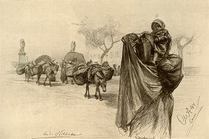 Vrouw en kind bij de Kobri el Gezira Brug, Caïro, 1898 door Christian Wilhelm Allers