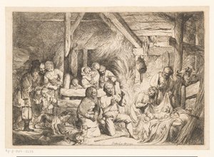 Aanbidding door de herders door Christian Wilhelm Ernst Dietrich