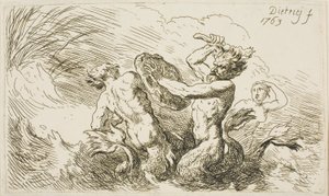 Slag van de Tritons door Christian Wilhelm Ernst Dietrich
