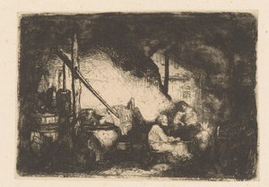 Drie figuren aan tafel door Christian Wilhelm Ernst Dietrich