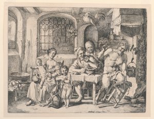 Satyr in het huis van de boer