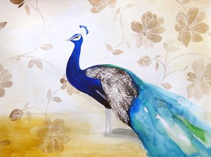 Elegante blauwe pauw door Christine Lindstrom