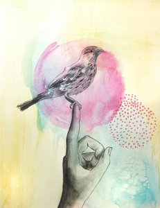 Roze vogel-vingerzitstokje door Christine Lindstrom
