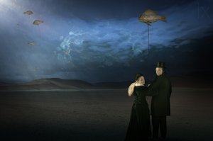 Surrealistische vliegende vis