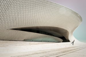 Witte architectonische veegbeweging