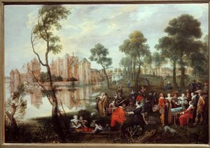 Picknick in een galant park door Christoffel Jacobsz van der Lamen