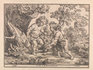 Christuskind en Johannes de Doper spelend met het lam door Christoffel Jegher