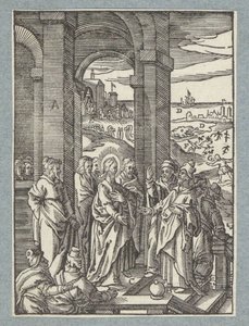 De farizeeën en schriftgeleerden vragen om een teken van Christus door Christoffel van Sichem (II)