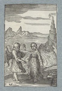 Kind smelt onder de hete adem van engel door Christoffel van Sichem (II)