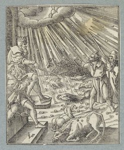 Plaag van de veepest of plaag van hagel en onweer door Christoffel van Sichem (II)